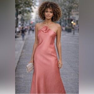 LAST CHANCE MOON RIVER Rosette Halter Maxi Dress